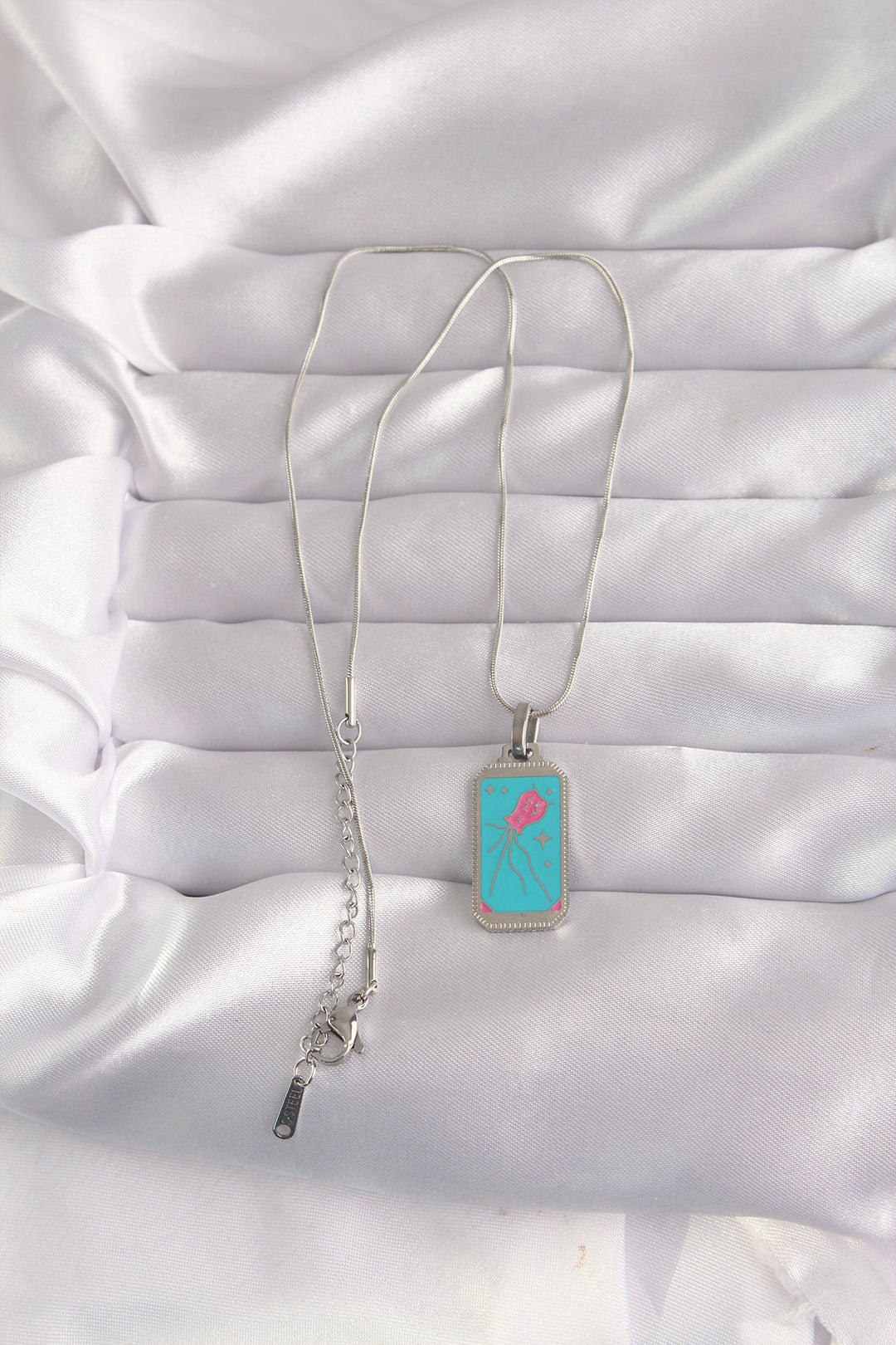 EBJ 316L Stainless Steel Silver Color Blue Enamel Tarot Necklace - Timmins