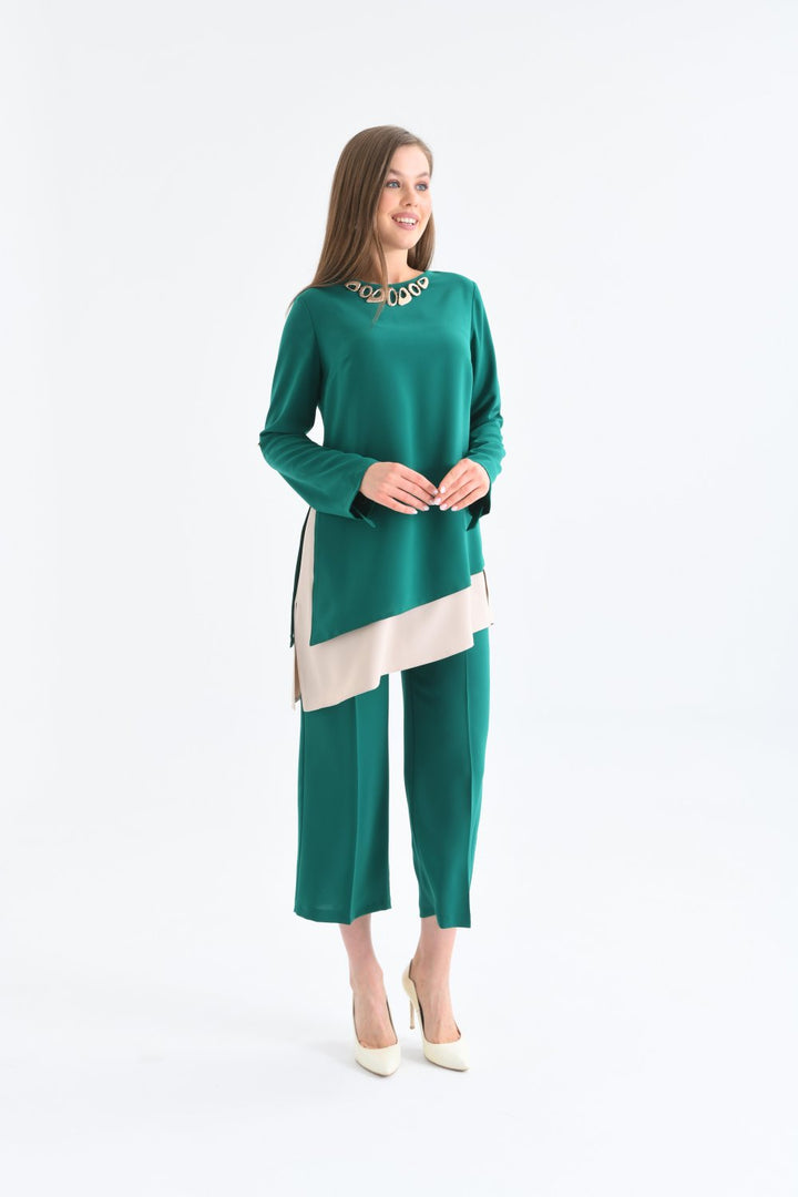 NDL Women Necklace Collar Tunic Women's Set Green - Monopoli