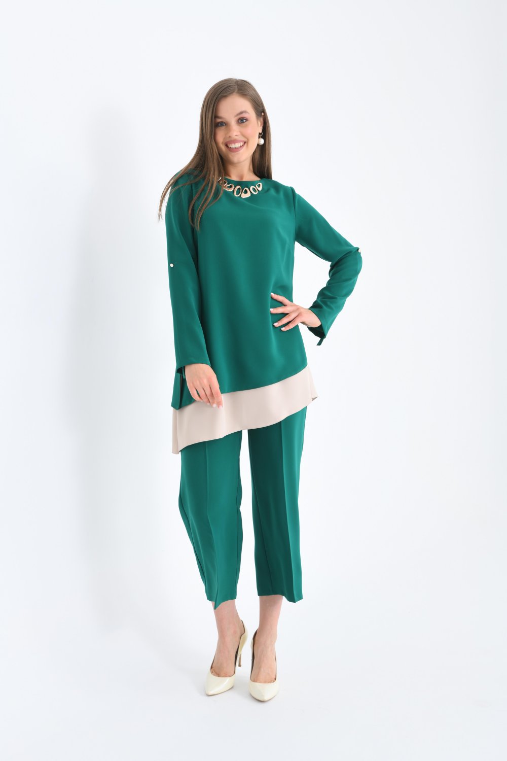 NDL Women Necklace Collar Tunic Women's Set Green - Monopoli