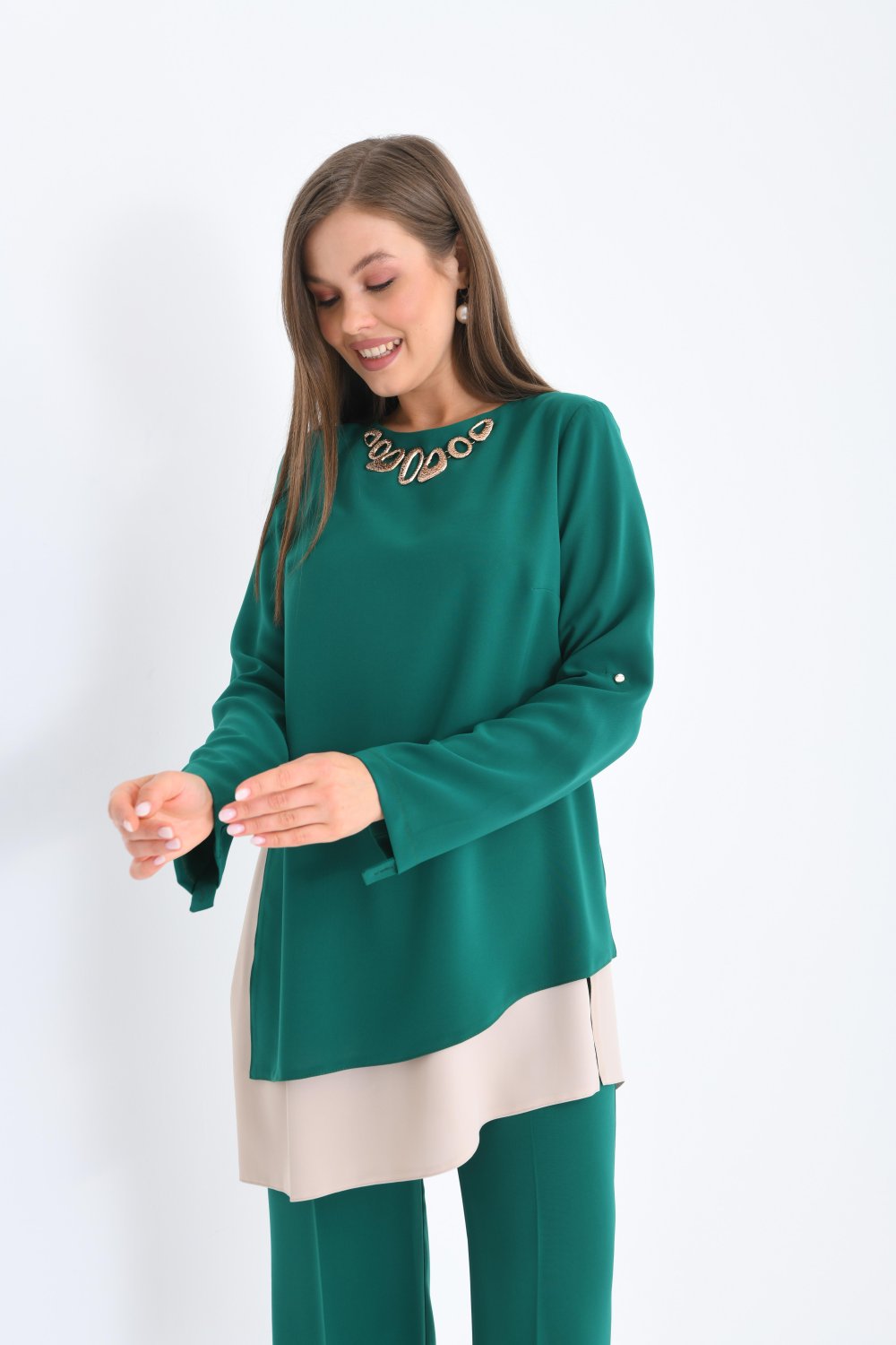 NDL Women Necklace Collar Tunic Women's Set Green - Monopoli