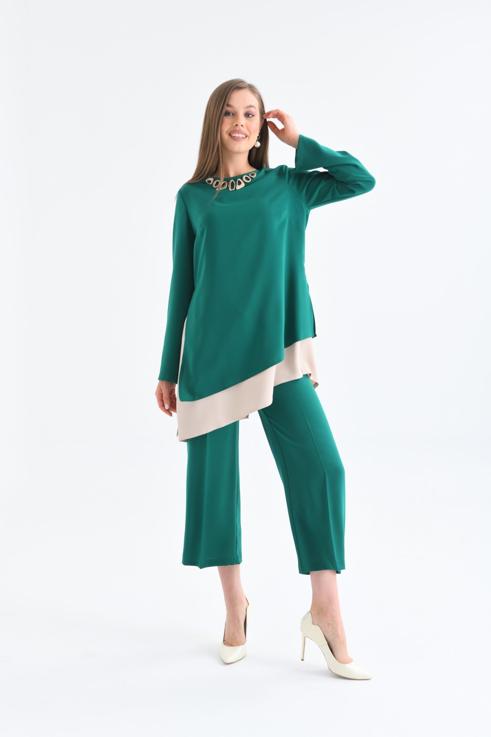 NDL Women Necklace Collar Tunic Women's Set Green - Monopoli