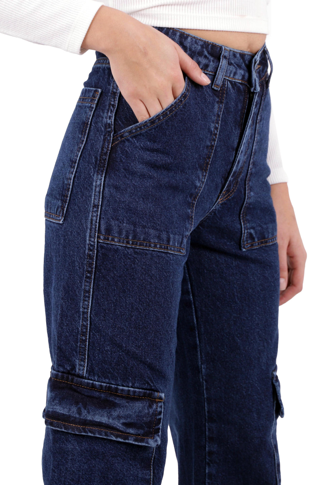 XLJ Cargo Pocket Wide Leg Jean Mixed - Altoona