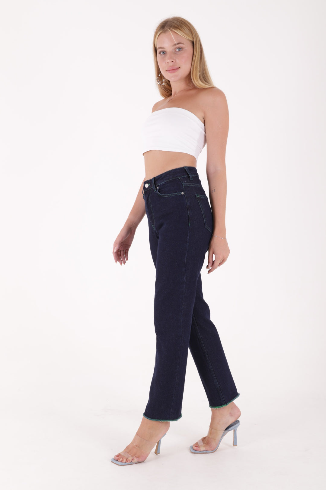 XLJ High Rise Relaxad Wide Leg Jean with Overlock Finish Mixed - Moita