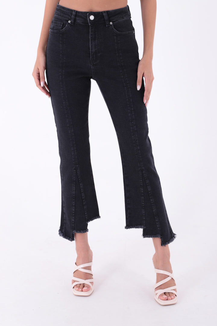 XLJ Mom Fit Jean with Asymmetrical Flared Legs Mixed - Gela