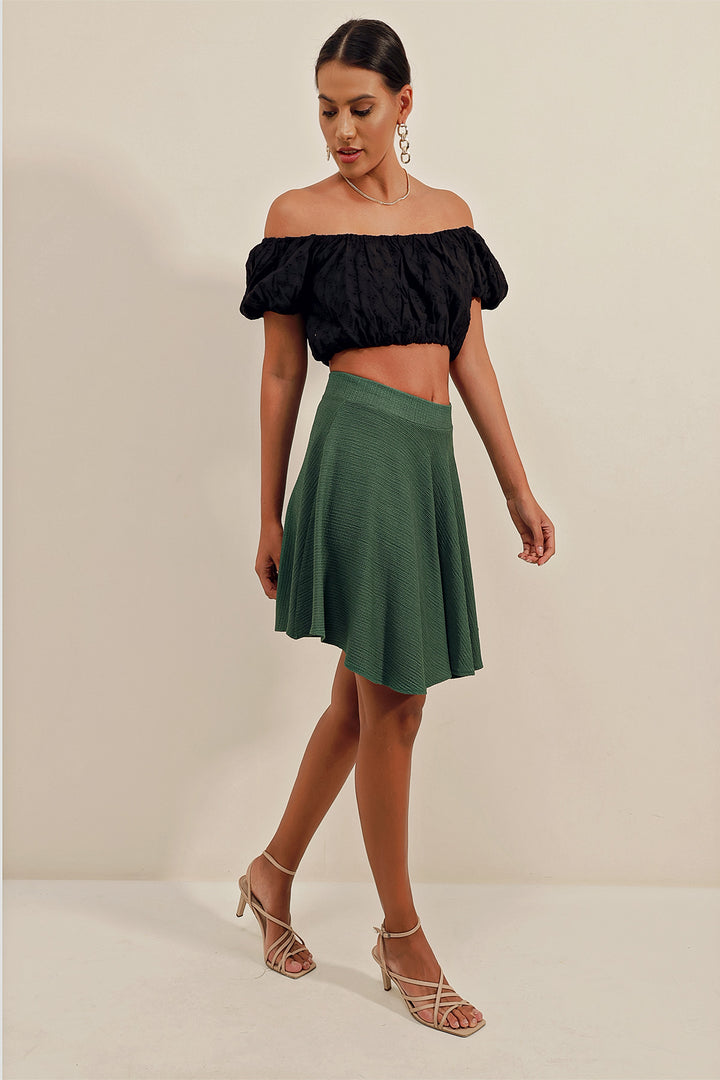 BGD Women Flared Mini Skirt - Emerald Green - Avondale