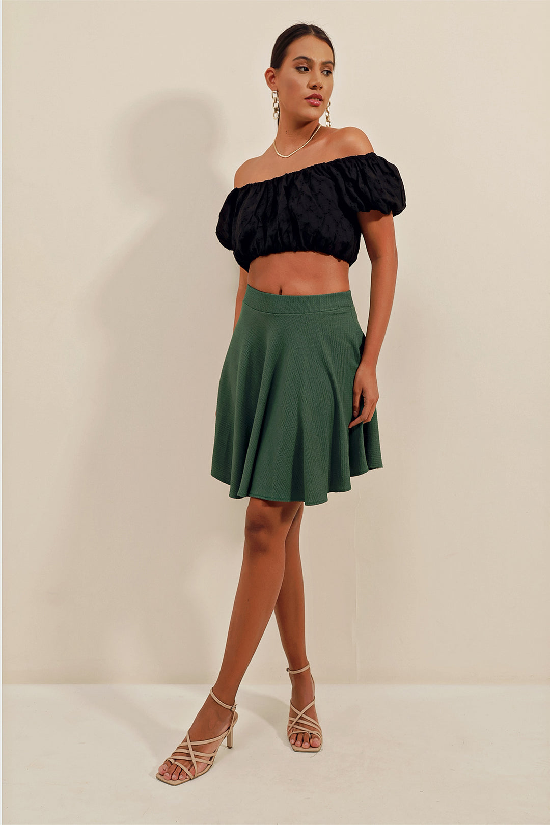 BGD Women Flared Mini Skirt - Emerald Green - Avondale