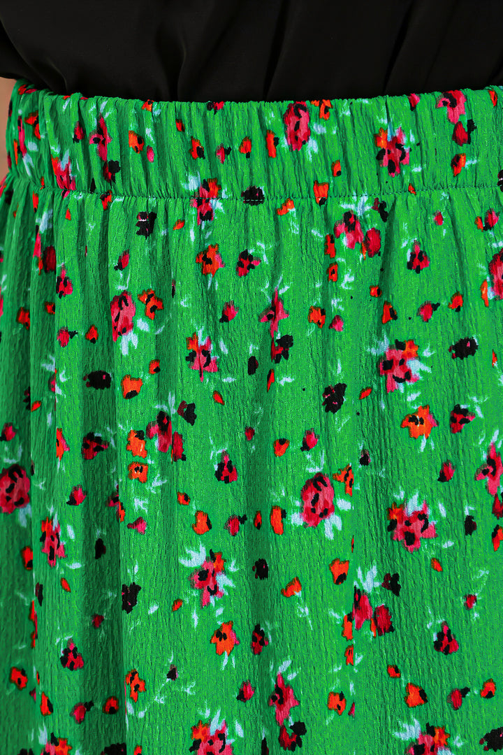 BGD Women Woman Green Flower Patterned Long Knitted Skirt 1886 - Avondale