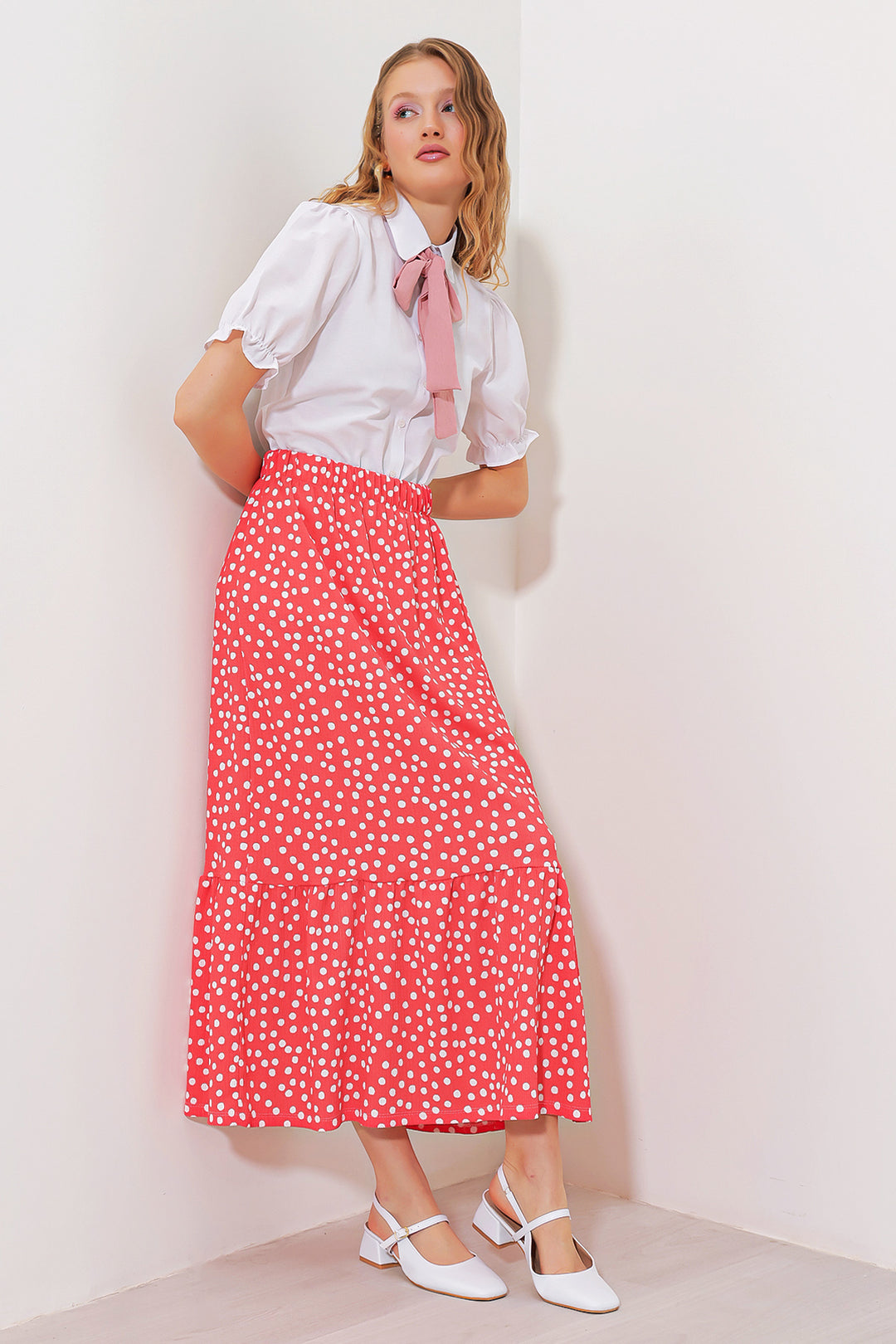 BGD Women Woman Pomegranate Polka Dot Long Knitted Skirt 1886 - Avondale