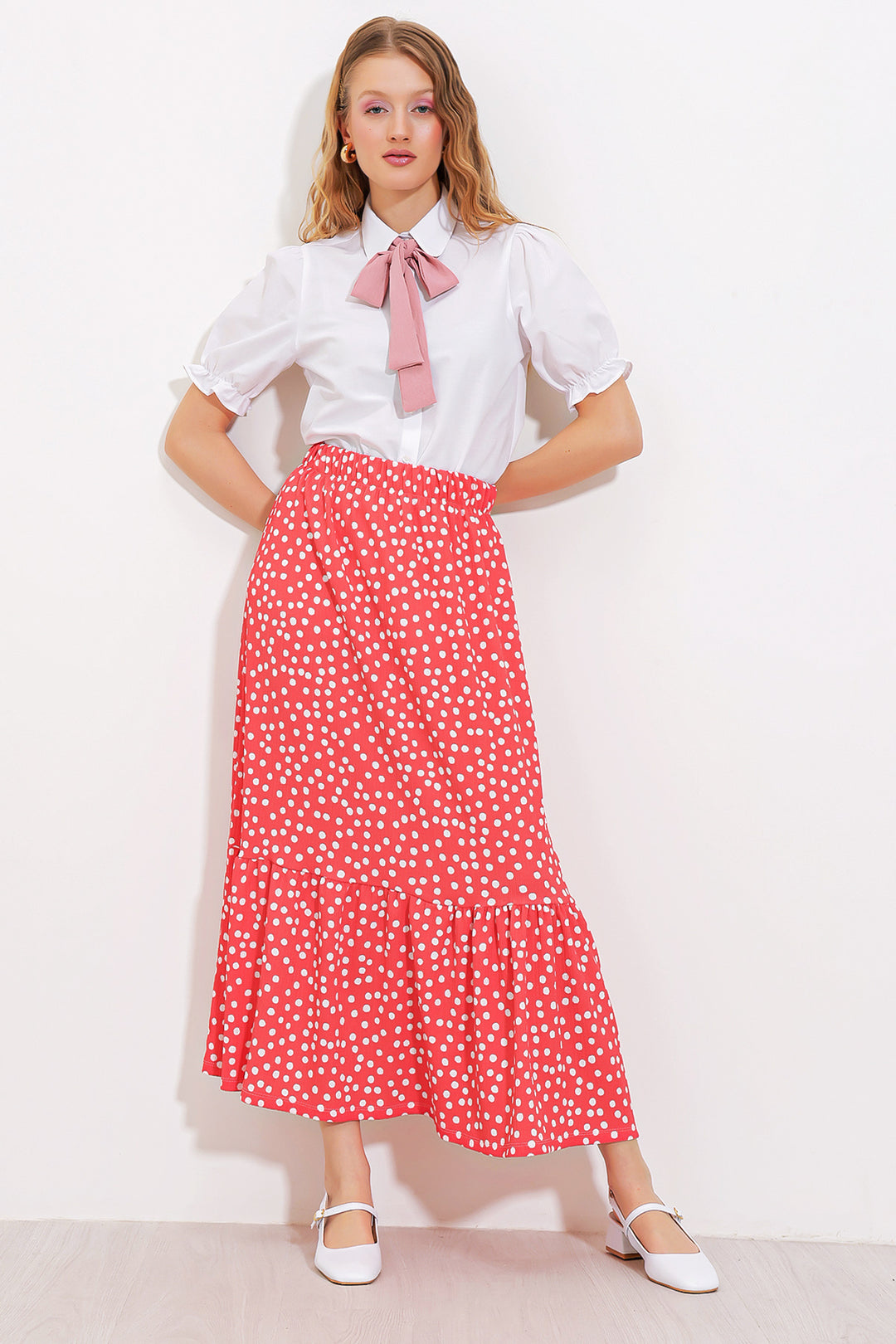 BGD Women Woman Pomegranate Polka Dot Long Knitted Skirt 1886 - Avondale