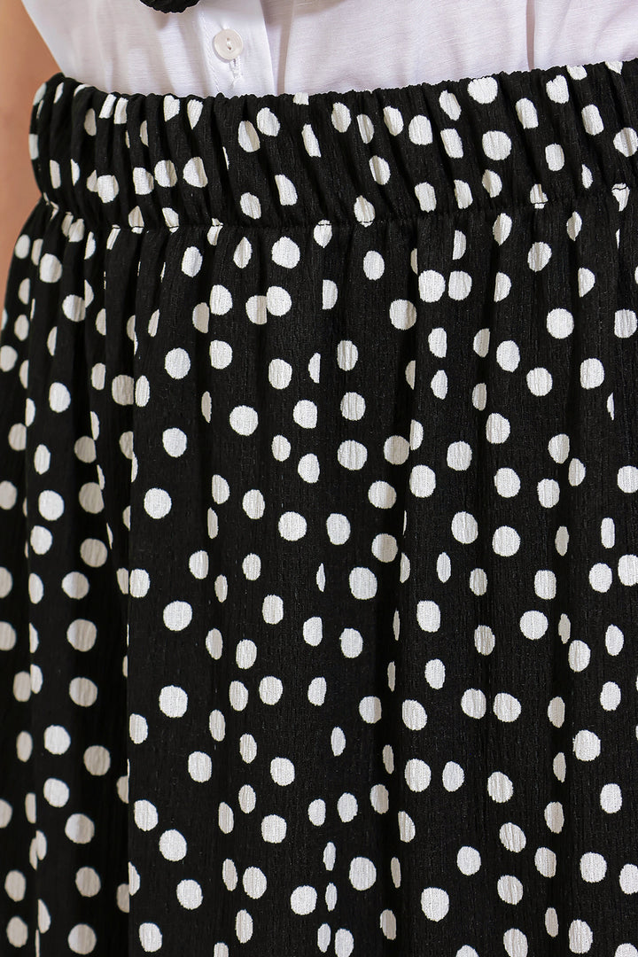 BGD Women Woman Black and White Polka Dot Long Knitted Skirt 1886 - Avondale