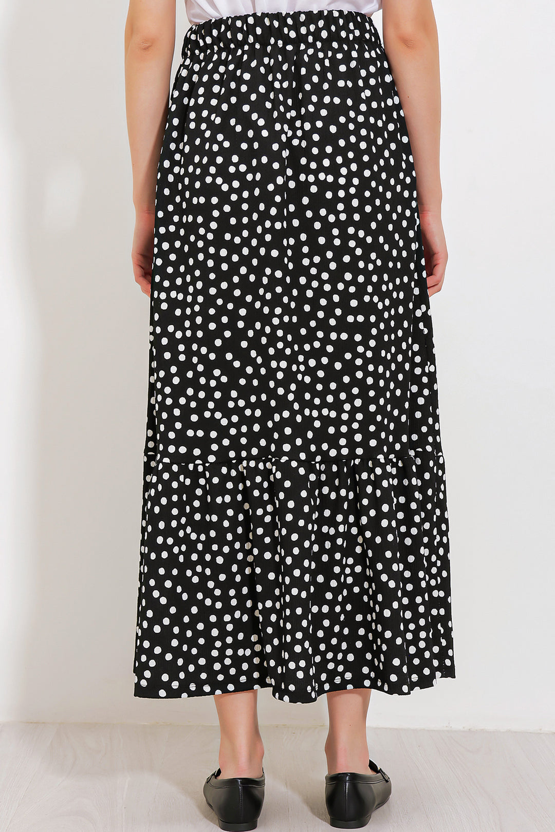 BGD Women Woman Black and White Polka Dot Long Knitted Skirt 1886 - Avondale