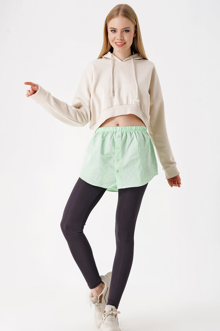 BGD Women Sweatshirt and Sweater Under Shirt Skirt - Dark Green - Avondale