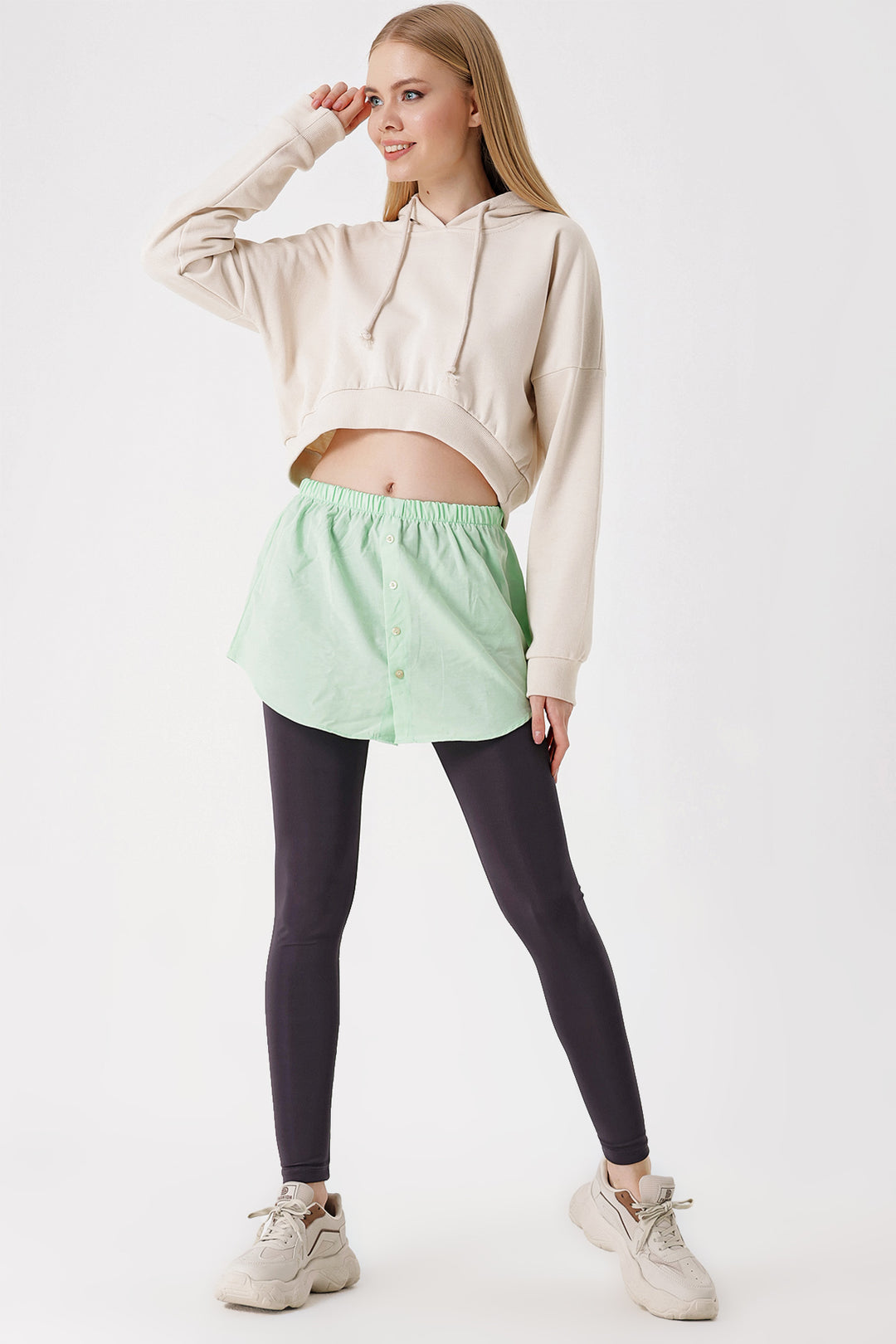 BGD Women Sweatshirt and Sweater Under Shirt Skirt - Dark Green - Avondale