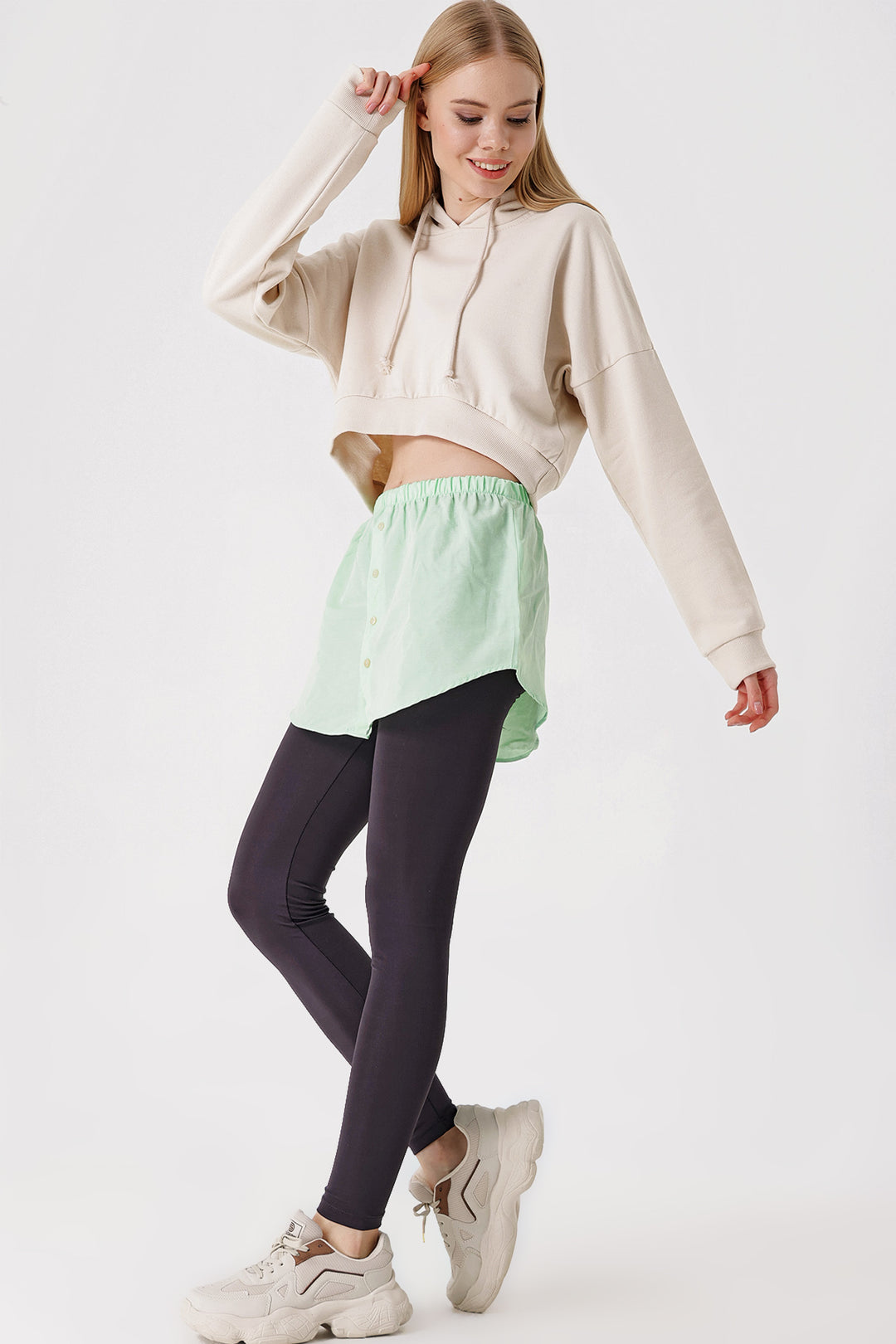 BGD Women Sweatshirt and Sweater Under Shirt Skirt - Dark Green - Avondale