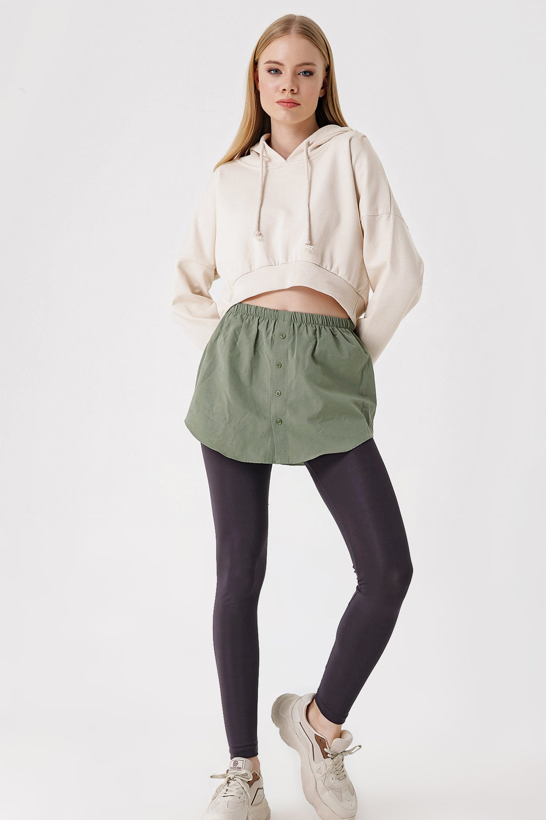 BGD Women Sweatshirt and Sweater Under Shirt Skirt - Khaki - Avondale