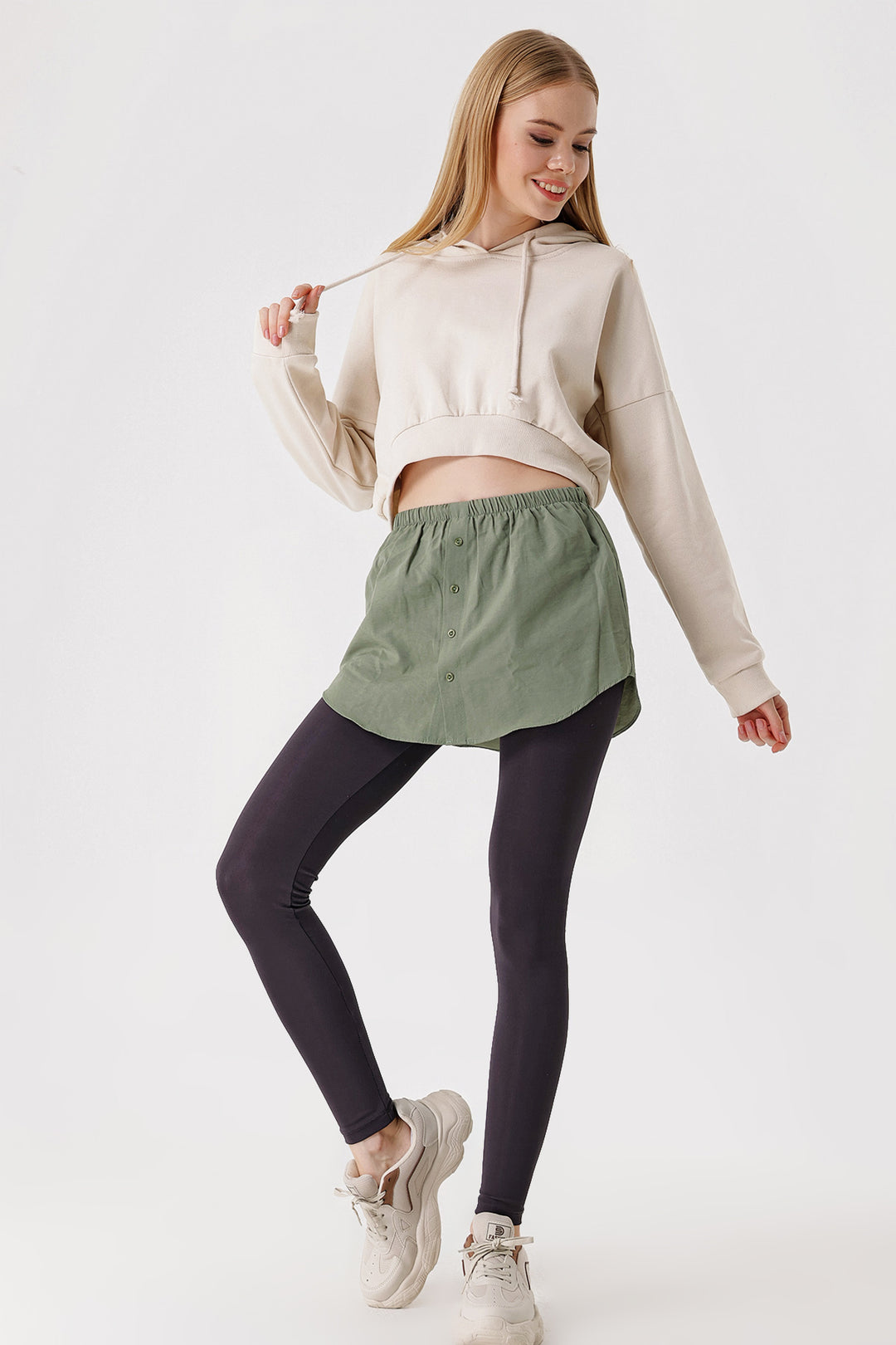 BGD Women Sweatshirt and Sweater Under Shirt Skirt - Khaki - Avondale