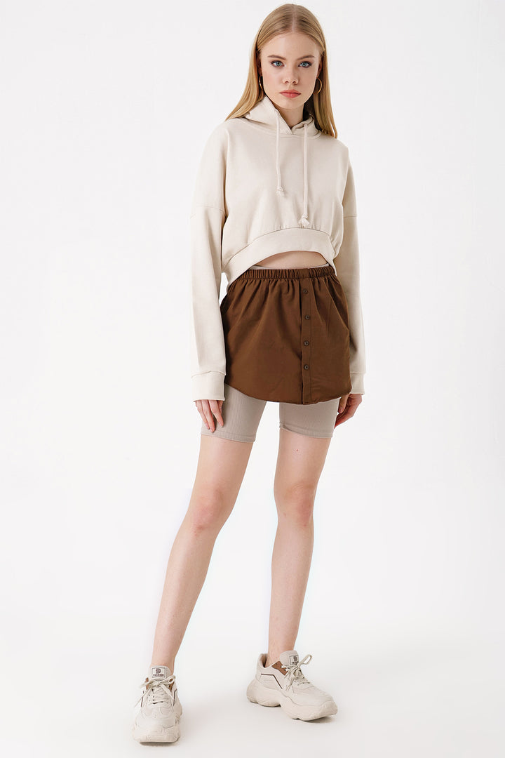 BGD Women Sweatshirt and Sweater Under Shirt Skirt - Brown - Avondale