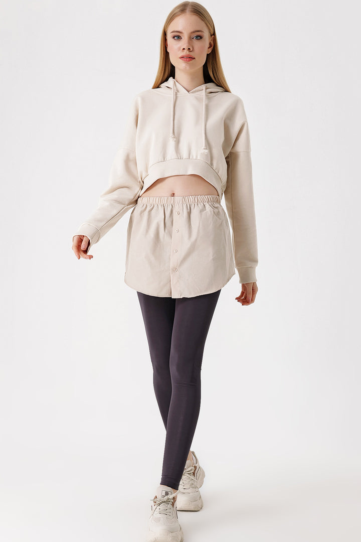 BGD Women Sweatshirt and Sweater Under Shirt Skirt - Cream - Avondale