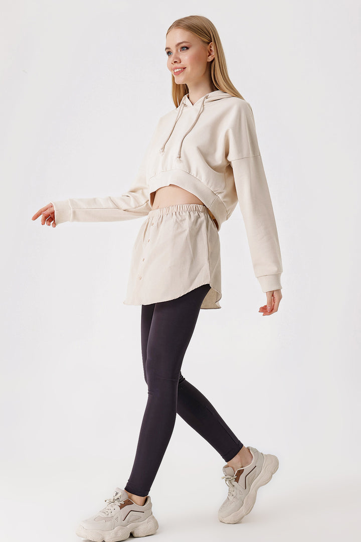 BGD Women Sweatshirt and Sweater Under Shirt Skirt - Cream - Avondale