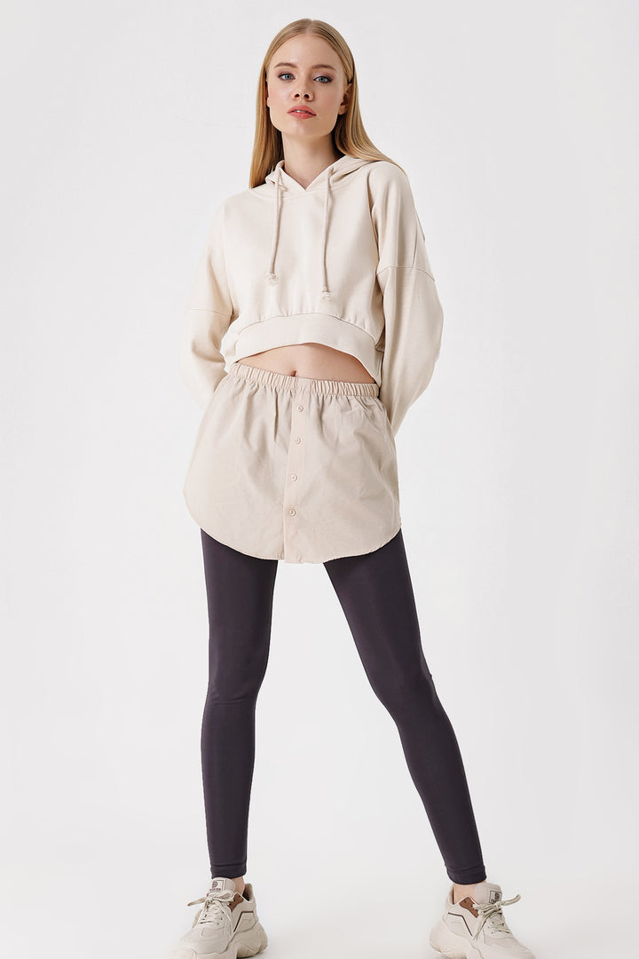 BGD Women Sweatshirt and Sweater Under Shirt Skirt - Cream - Avondale