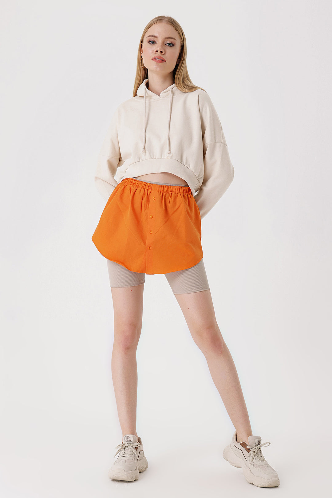 BGD Women Sweatshirt and Sweater Under Shirt Skirt - Orange - Avondale