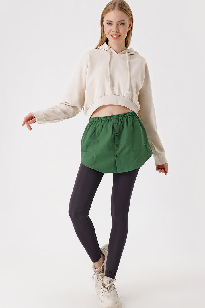 BGD Women Sweatshirt and Sweater Under Shirt Skirt - Emerald Green - Avondale