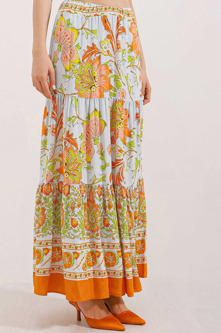 BGD Women Patterned Long Skirt - Orange - Avondale