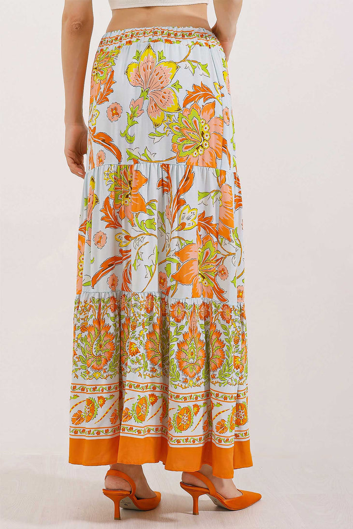 BGD Women Patterned Long Skirt - Orange - Avondale