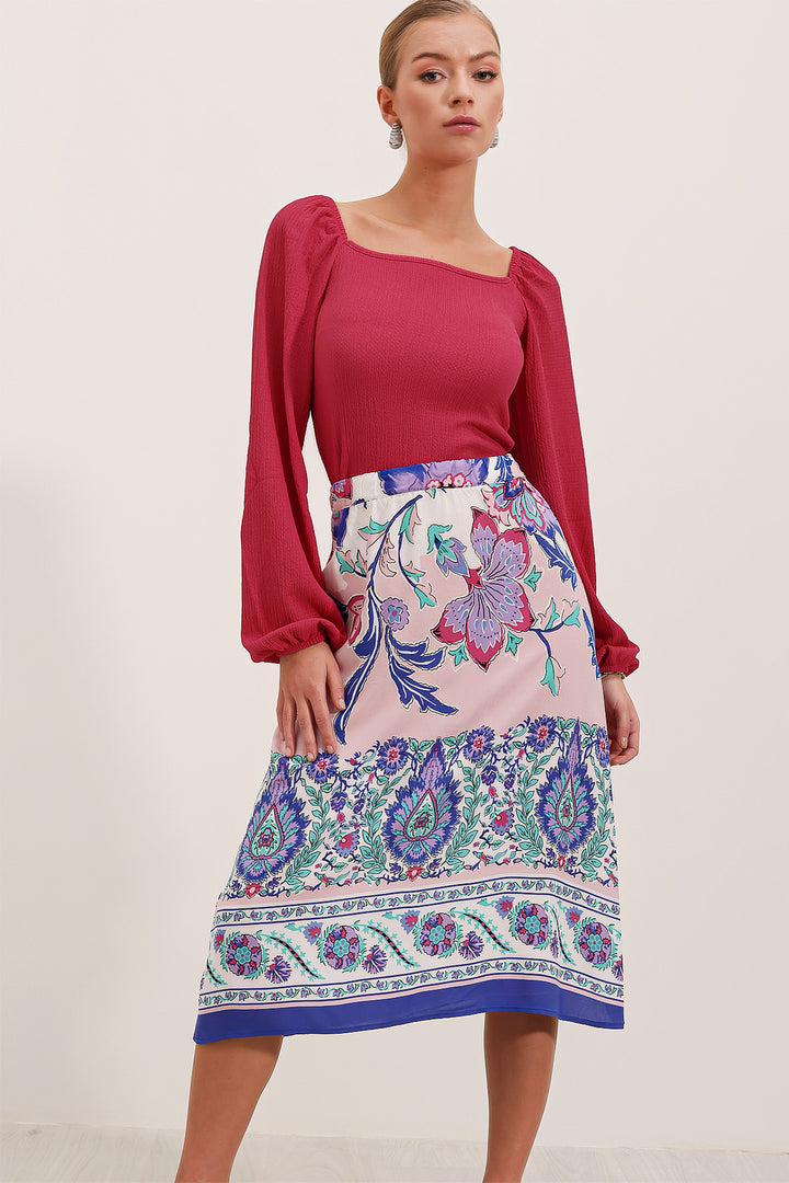 BGD Women Patterned Midi Skirt - Purple - Avondale