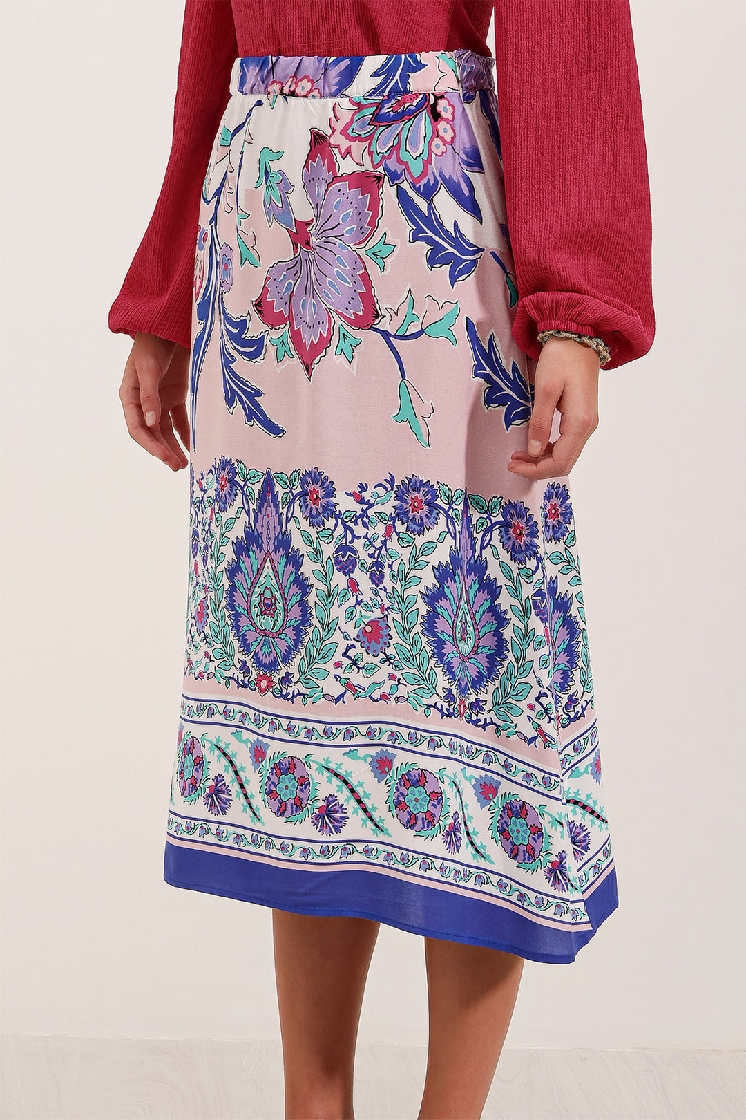 BGD Women Patterned Midi Skirt - Purple - Avondale