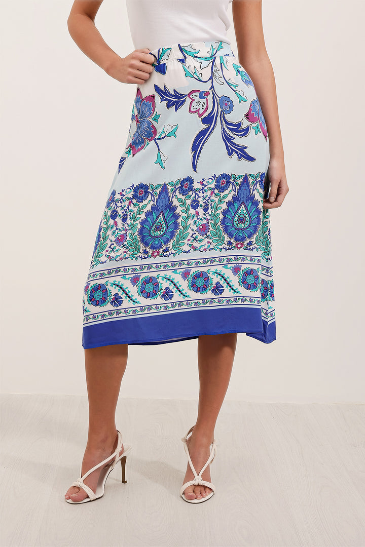 BGD Women Patterned Midi Skirt - Sax - Avondale