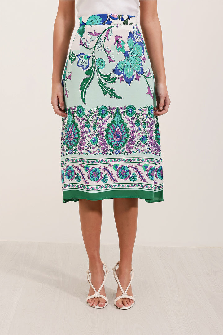 BGD Women Patterned Midi Skirt - Green - Avondale