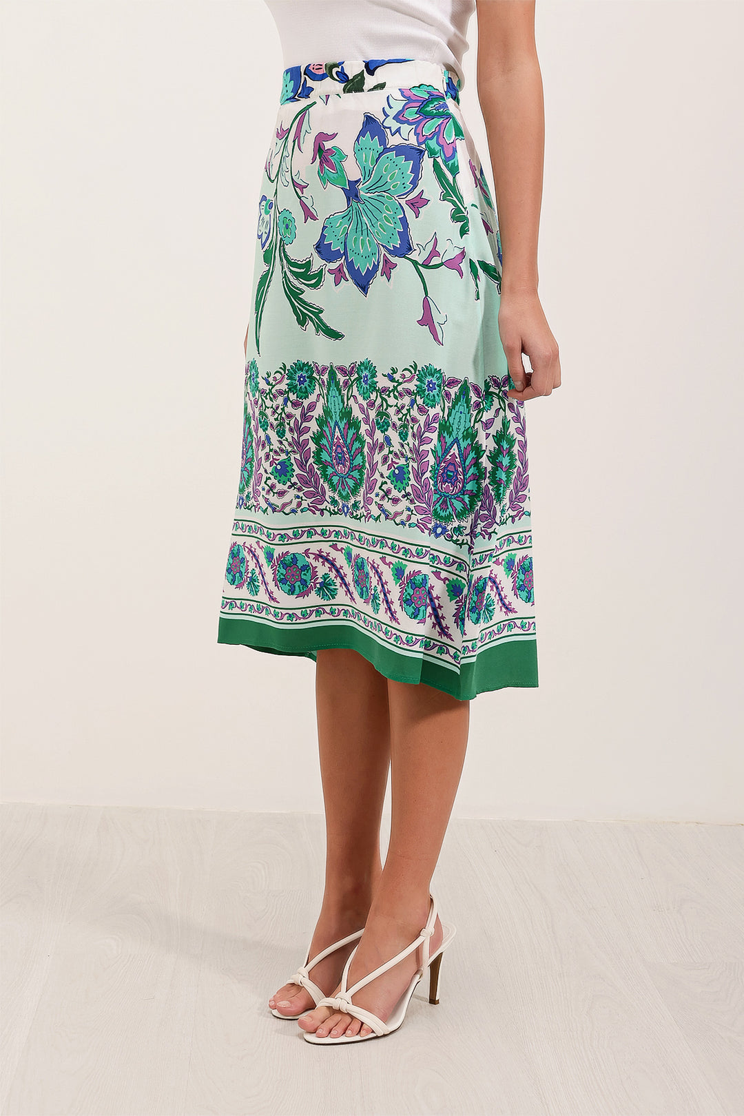 BGD Women Patterned Midi Skirt - Green - Avondale