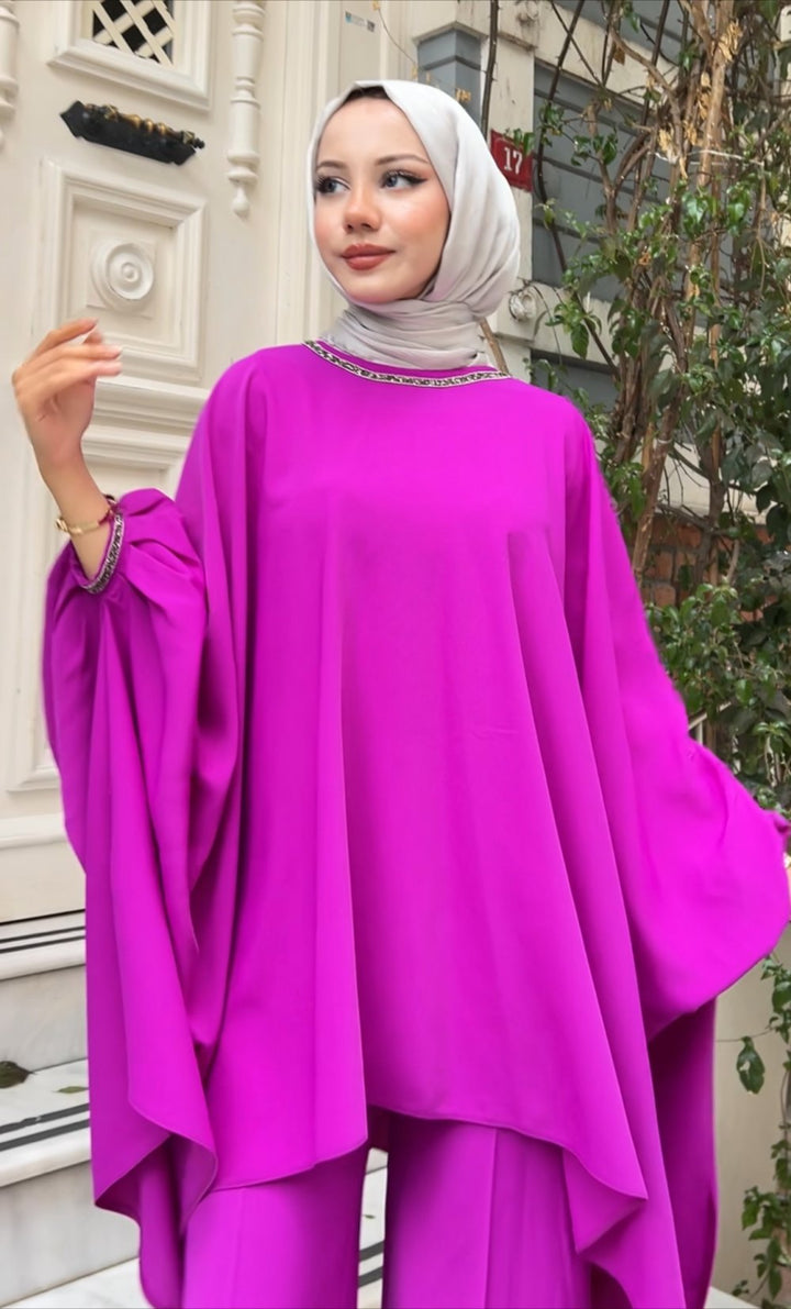 NDL Women Loose Tunic Women's Set with Sleeve Button Fuchsia - Bietigheim-Bissingen