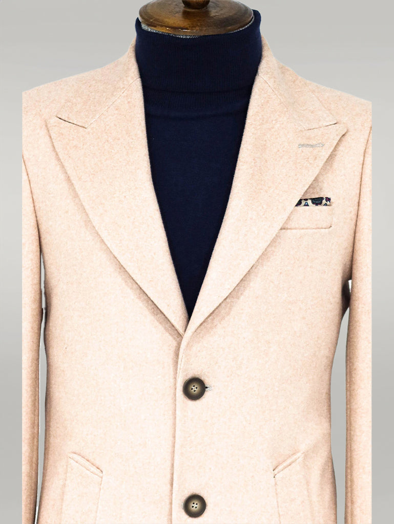 WSS Wide Lapel Wool Light Pink Men Coat  - Singen