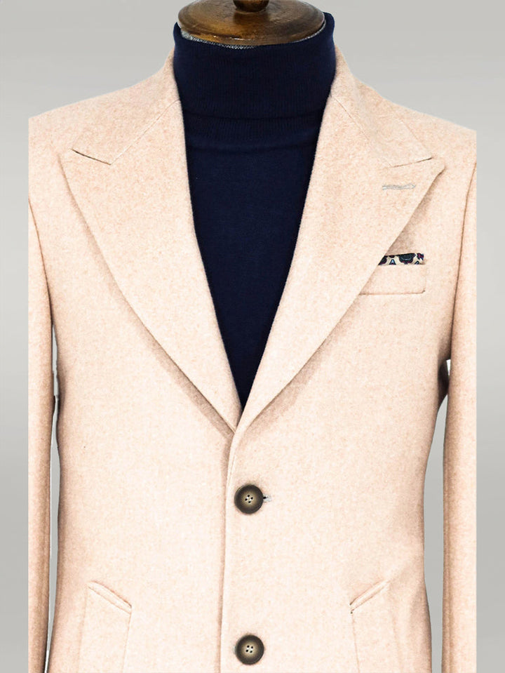 WSS Wide Lapel Wool Light Pink Men Coat  - Singen