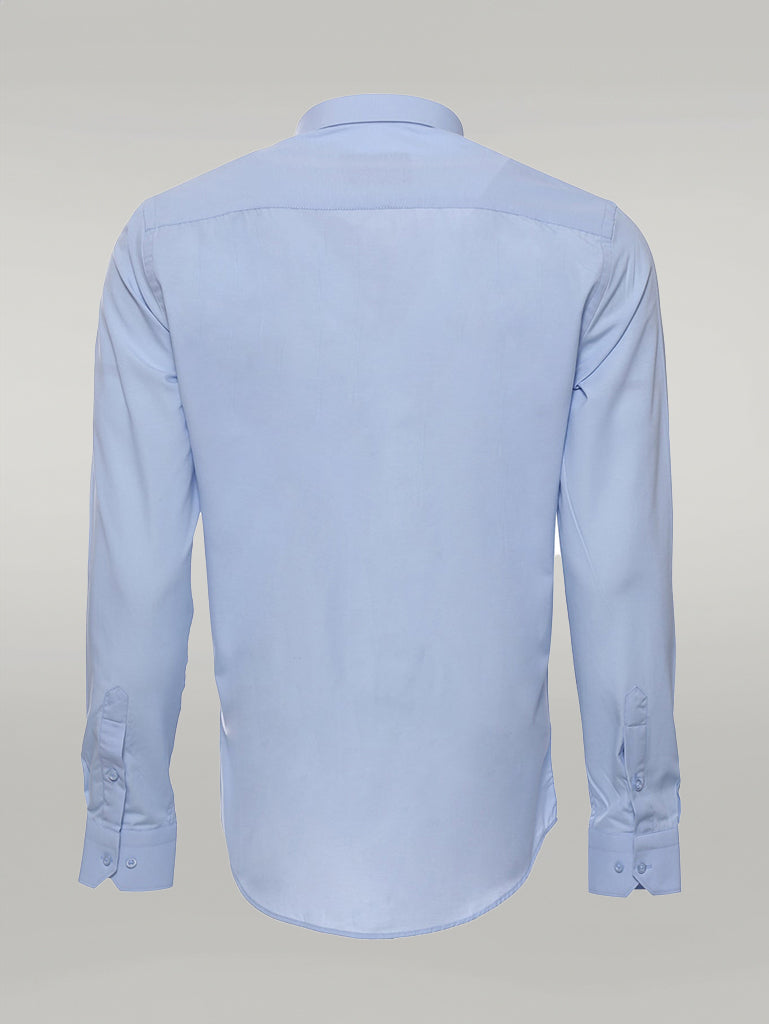 WSS Sky Blue Plain Long Sleeves Regular Fit Shirt  - Singen