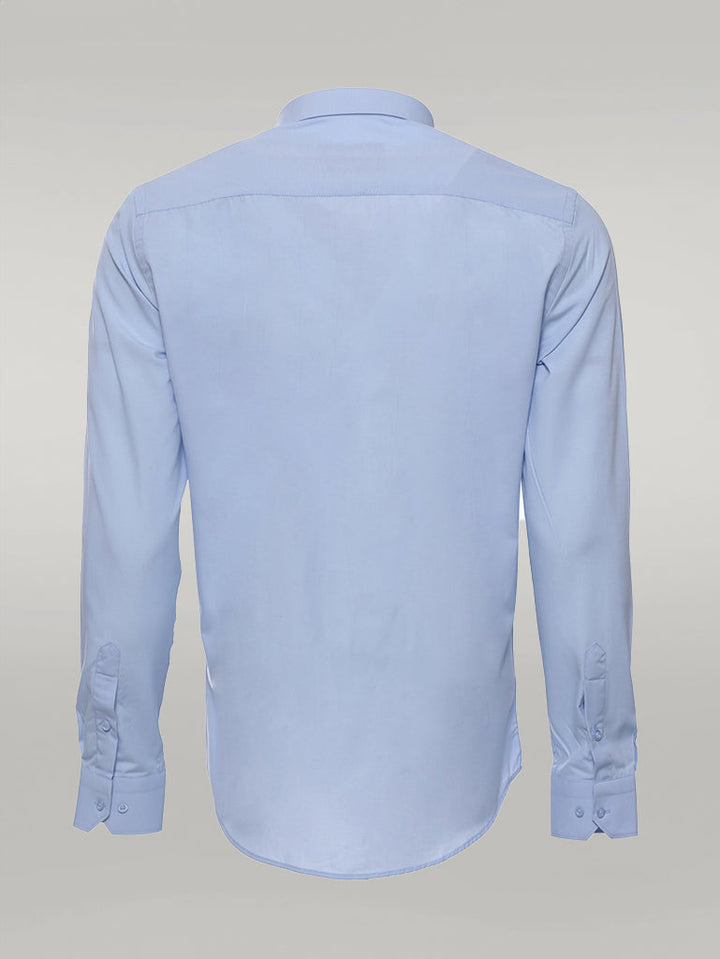 WSS Sky Blue Plain Long Sleeves Regular Fit Shirt  - Singen