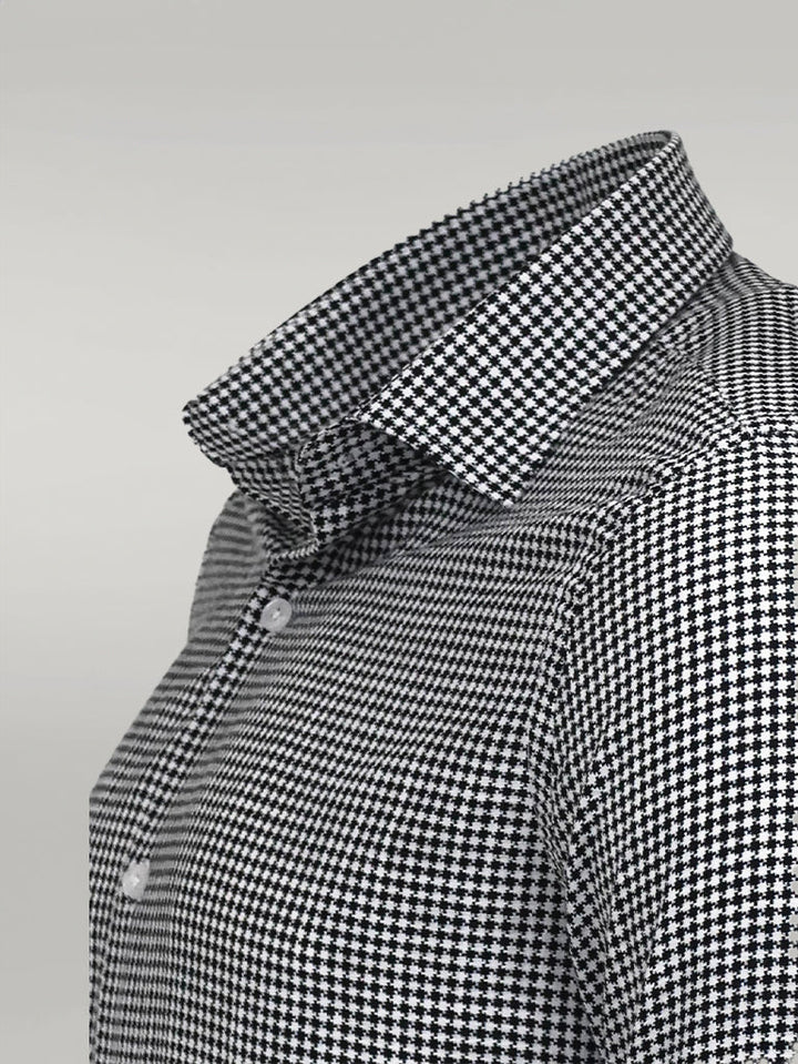 قميص رجالي أسود بنمط Houndstooth من WSS - سينجين