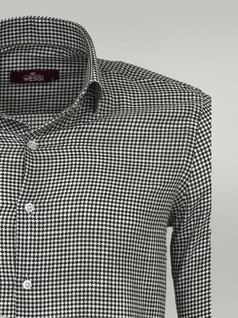 قميص رجالي أخضر بنمط Houndstooth من WSS - سينجين