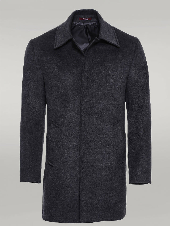 WSS Dark Grey Hidden Button Peak Lapel Coat  - Singen