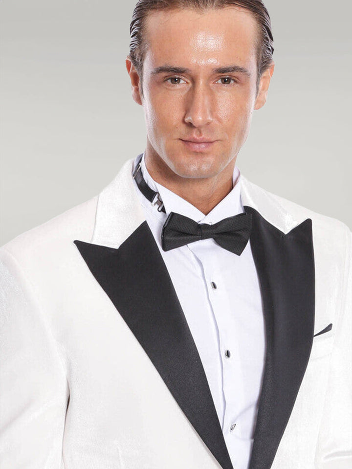 WSS Velvet Slim Fit White Men Prom Blazer  - Singen