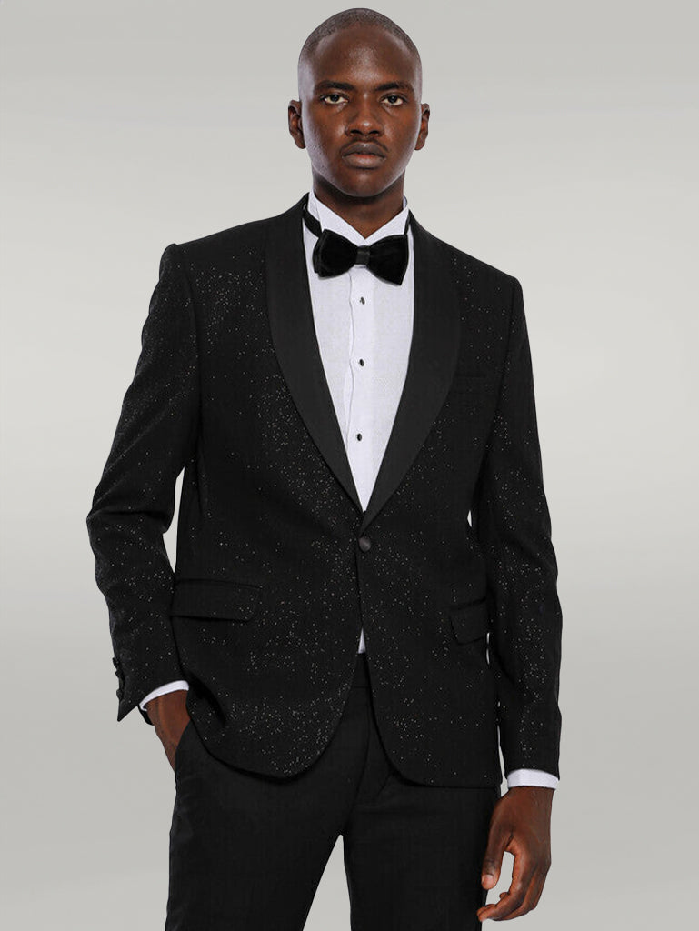 WSS Black Shawl Lapel Sparkly Men Party Blazer  - Singen