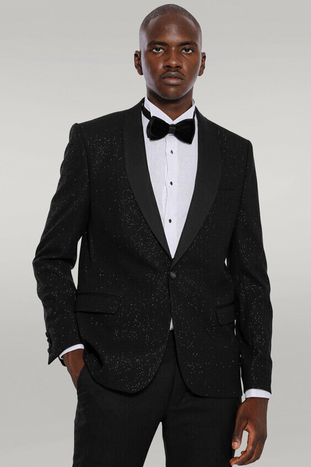 WSS Black Shawl Lapel Sparkly Men Party Blazer  - Singen