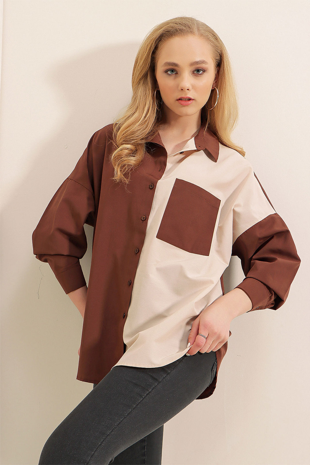 BGD Women Block Color Shirt - Brown - Avondale