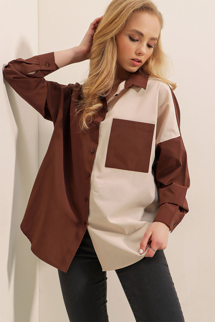 BGD Women Block Color Shirt - Brown - Avondale