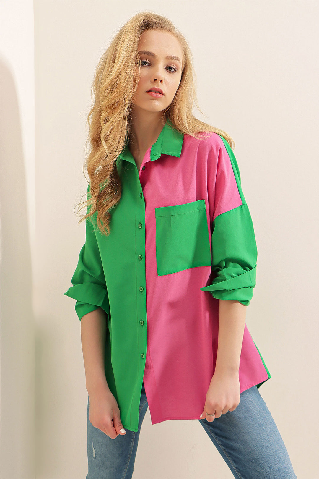 BGD Women Block Colored Shirt - Green - Avondale