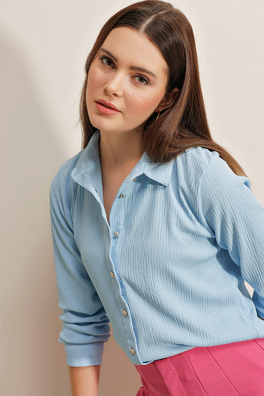 BGD Women Knitted Shirt - Blue - Avondale