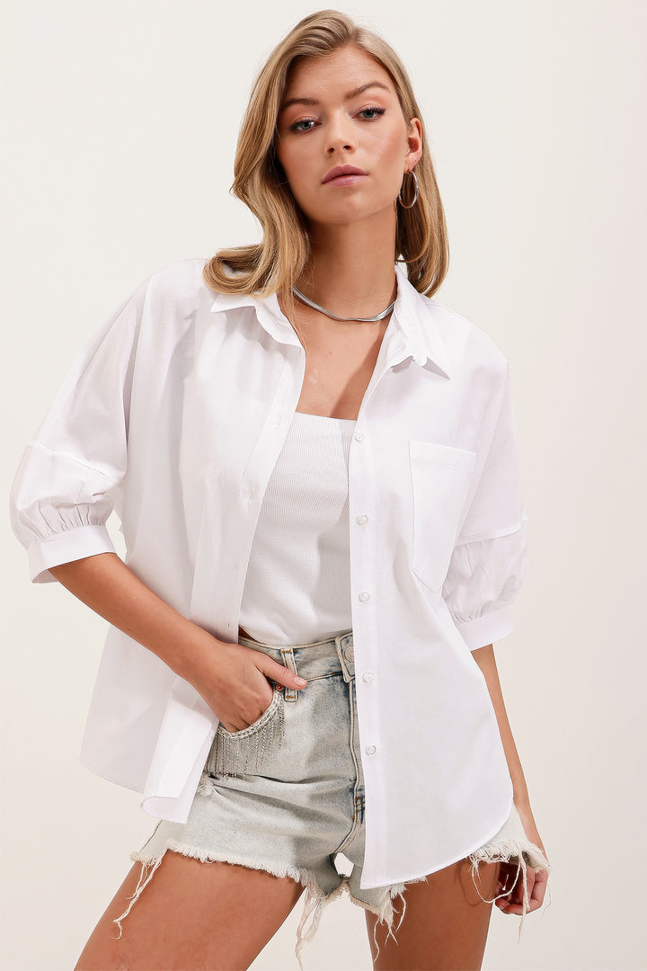 BGD Women Oversize Short Sleeve Basic T-Shirt - White - Avondale