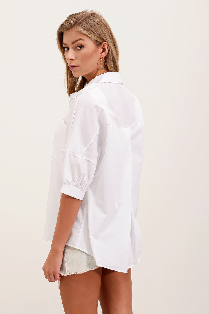 BGD Women Oversize Short Sleeve Basic T-Shirt - White - Avondale